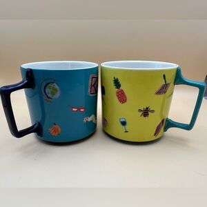 🌈 Anthropologie Illustrated Ceramic Mug | Choose Globe or Mid Century Design